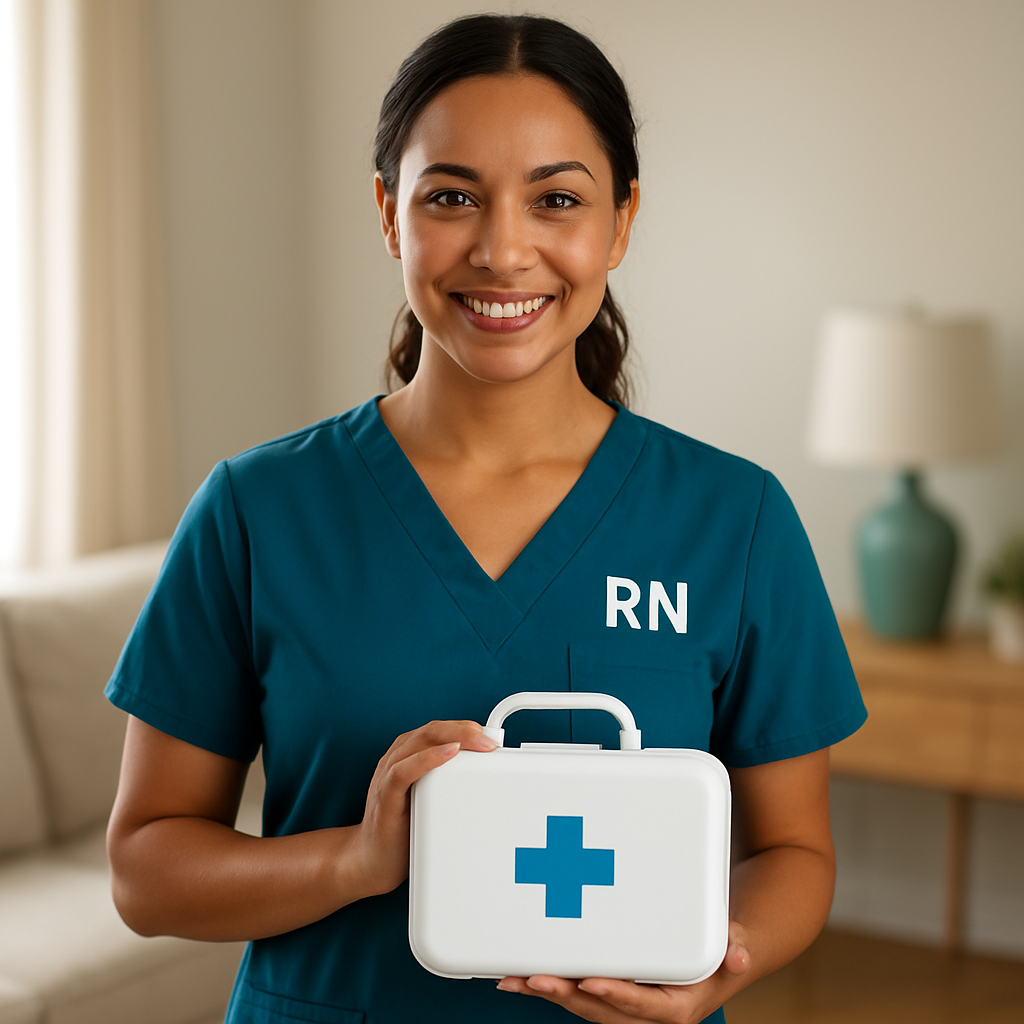 A registered nurse ready for a mobile infusion visit